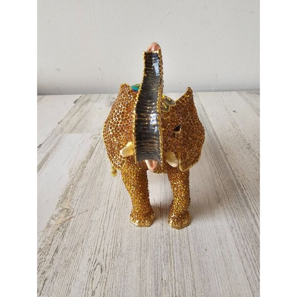 Kalifano‎ jeweled large elephant trinket jewelry keepsake box rhinestone yellow - Picture 3 of 8